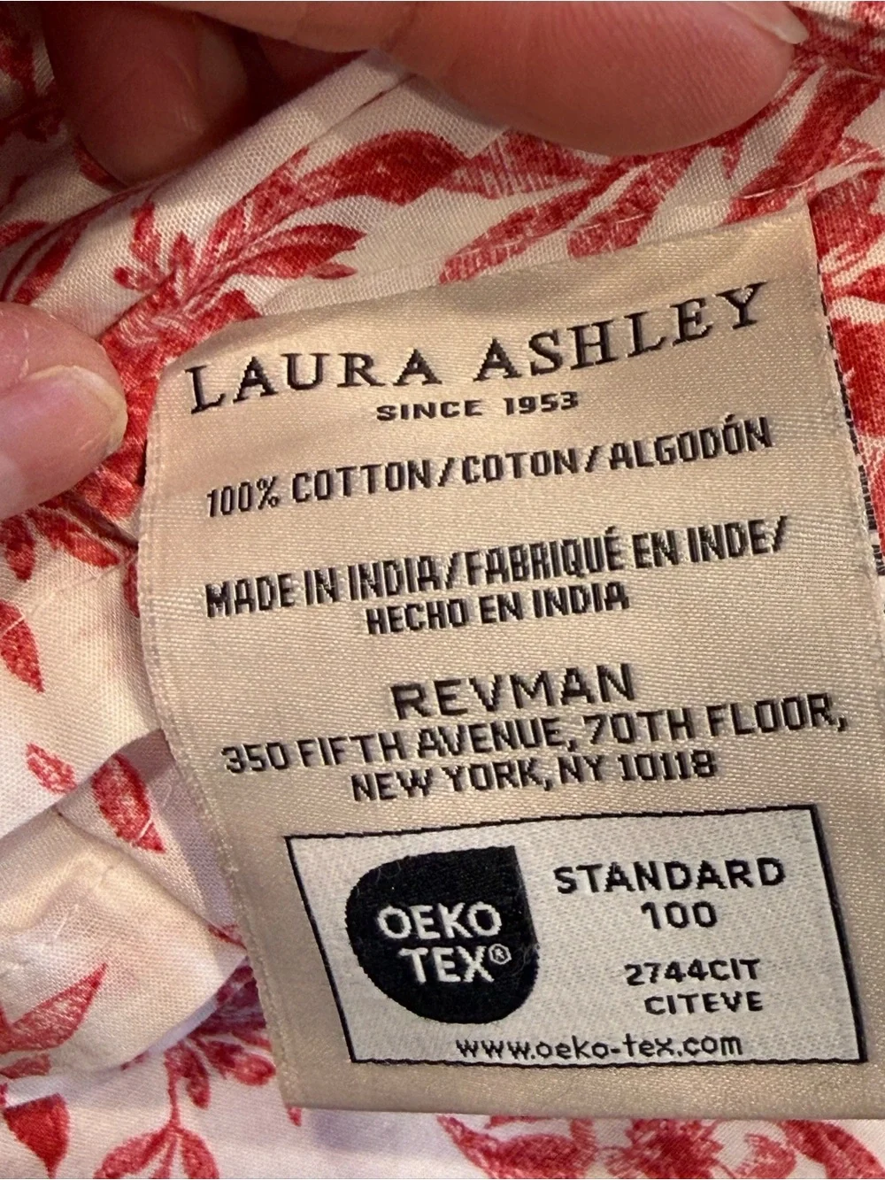 Laura Ashley Holiday Fay Toile Floral Cotton Percale Queen Flat Sheet